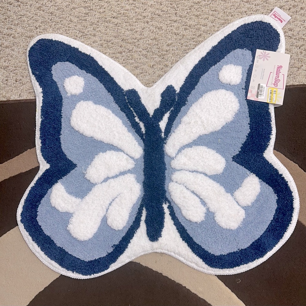 Target Butterfly Bath Mat - White and Blue